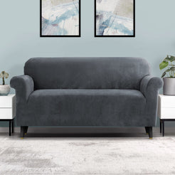 Artiss Sofa Cover Couch Covers 3 Seater Velvet Grey