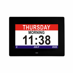 GOMINIMO Day Date Calendar Clock Dementia Clock Digital Alarm Clock with Large LCD Screen (Black) GO-DDC-101-JSC