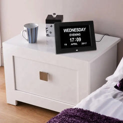 GOMINIMO Day Date Calendar Clock Dementia Clock Digital Alarm Clock with Large LCD Screen (Black) GO-DDC-101-JSC
