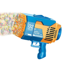 GOMINIMO 132 Holes Rechargeable Bubbles Machine Gun for Kids (Orange and Blue) GO-BMG-103-KBT