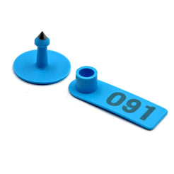 Blue Numbered Cattle Ear Tags Set - 100x 5x2cm Tags with Pins