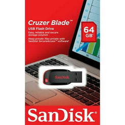 SanDisk Cruzer Blade CZ50 64GB USB Flash Drive With Hi-Speed USB Interface, Black/Red Enclosure