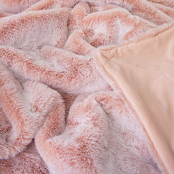 J Elliot Home Archie Soft Pink Faux Fur Throw Rug 130 x 160cm